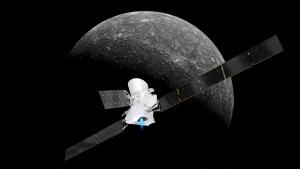 Artist's concept of BepiColombo arriving at Mercury in 2025