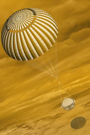 Davinci capsule parachutes toward Venus