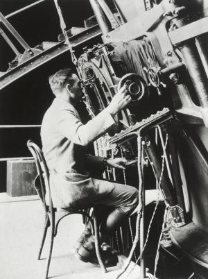 Edwin Hubble at the 100-inch Hooker Telescope