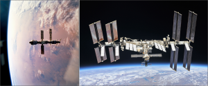 International Space Station in 2000 (left) and 2018