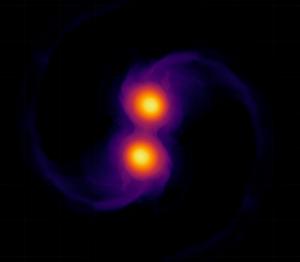 simulation depicting the merger of two neutron stars