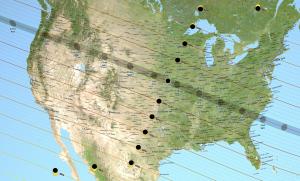 Map showing the circumstances of the August 21, 2017, total solar eclipse