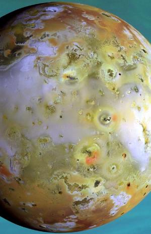 Io photographed in front of Jupiter