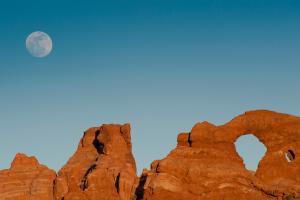 Moon over Arches National Park