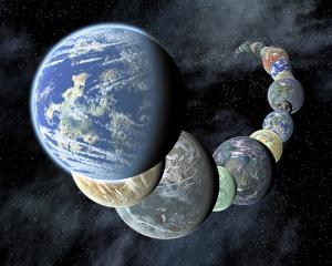 Artist's concept of possible Earth-like worlds in other star systems