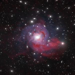 composite image of ngc 1275, a giant galaxy in the middle of the perseus cluster