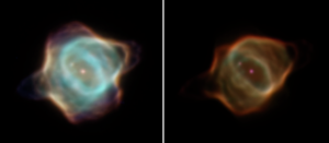 Hubble Space Telescope images of the Stingray Nebula taken 20 years apart