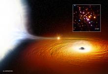 Artist's concept of 47 Tucanae X9, a likely black hole-white dwarf binary