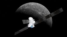 Artist's concept of BepiColombo arriving at Mercury in 2025