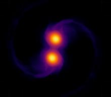 simulation depicting the merger of two neutron stars