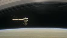 artist's concept of Cassini passing inside Saturn's rings