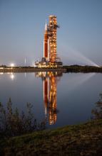 Artemis I moves toward the launch pad at Kennedy Space Center, March 17