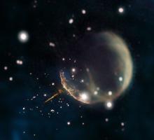 the "cannonball pulsar" streaks away from the stellar explosion in which it was born