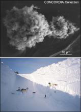 microscopic dust grain, taking core samples