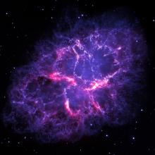 Combined optical, infrared view of the Crab Nebula