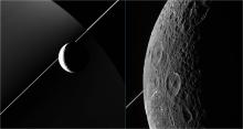 Two views of Saturn's moon Dione from Cassini