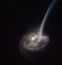 artist's concept of ID2299, a galaxy that is losing much of its gas