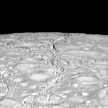 Cassini view of north polar region of Enceladus