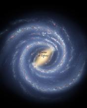 diagram showing the local arm and other major spiral arms of the milky way galaxy