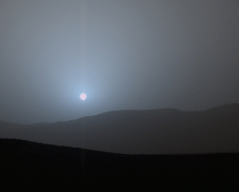 Sunset at Gale Crater, Mars, April 2015