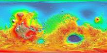 elevation map of mars