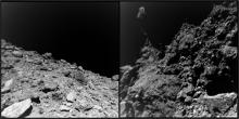 Views of the asteroid Hyabusa from a small robotic lander