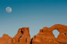 Moon over Arches National Park