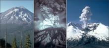 Before, during, and after photos of the May 18, 1980, eruption of Mount St. Helens, Washington