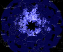 Noctilucent clouds over the north pole