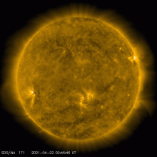 A solar flare erupting on April 22, 2021