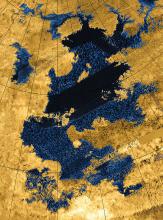 A Cassini radar image of Mare Kraken, the largest sea on Titan