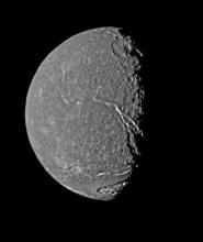 Voyager 2 view of Titania, largest moon of Uranus