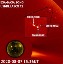 A triple comet near the Sun